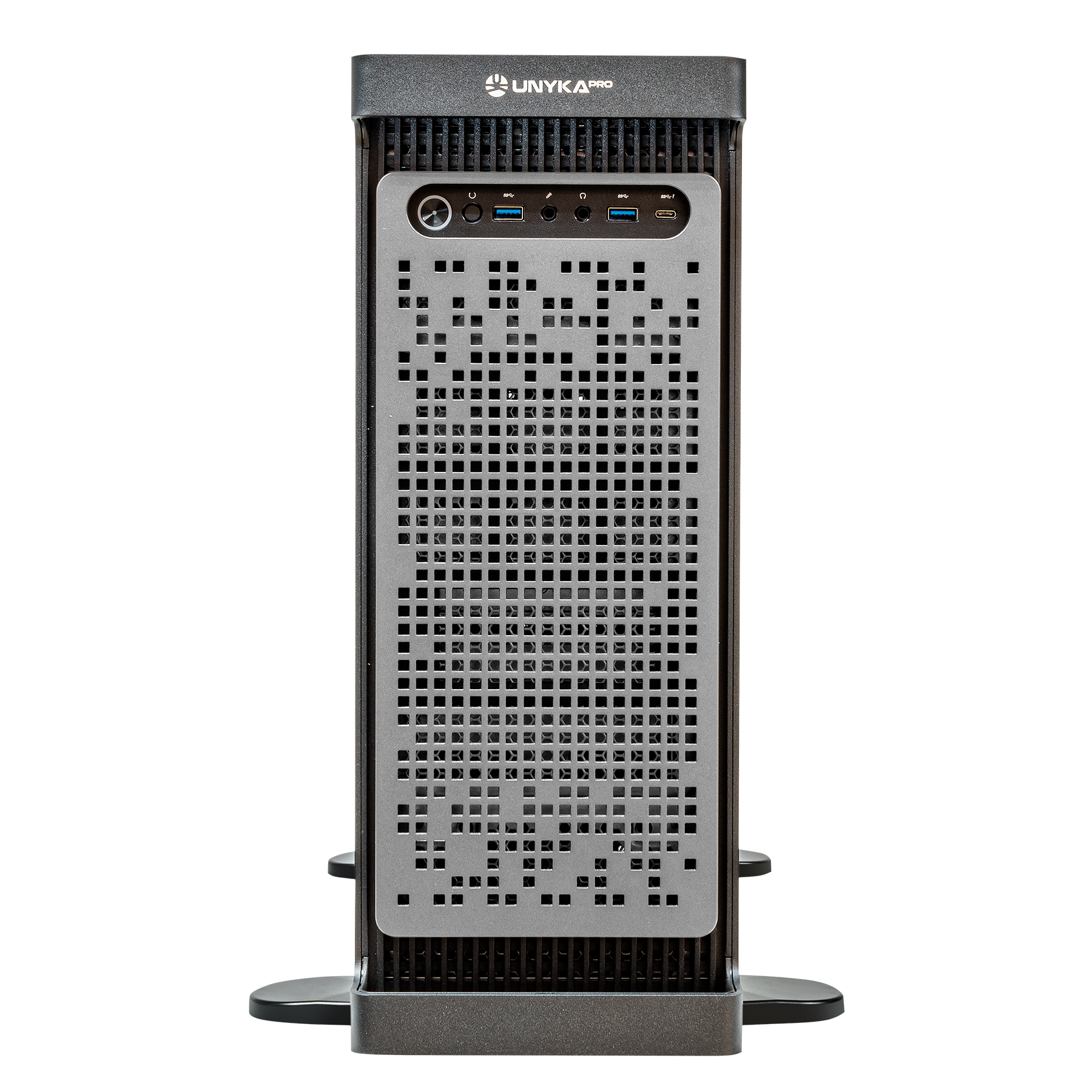 Station de travail Unykach WS-SR630 et boîtier IDC Rack 4U ATX - Tailles de disque prises en charge 3,5", 2,5" - Filtre anti-poussière - USB-A 3.0, USB-C - 4 ventilateurs inclus - Couleur noir/argent