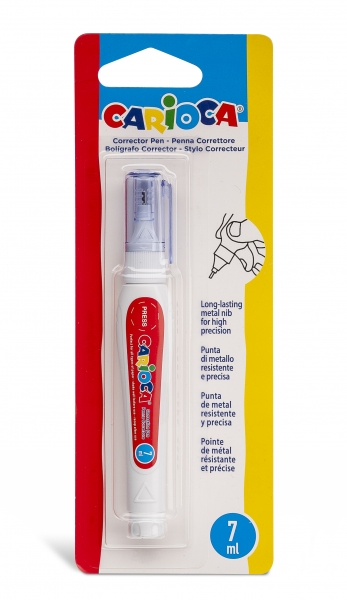 Stylo Correcteur Carioca Stylo Correcteur - Pointe Métallique Résistante et Précise - Convient à Tous Types de Papier - Séchage Rapide - Couleur Blanc