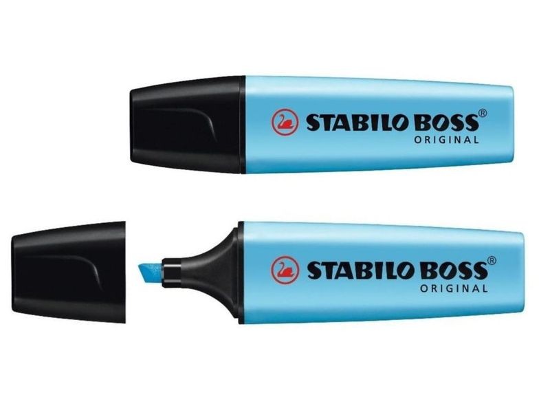 LOT de 10 Stabilo Boss 70 Bleu Fluo