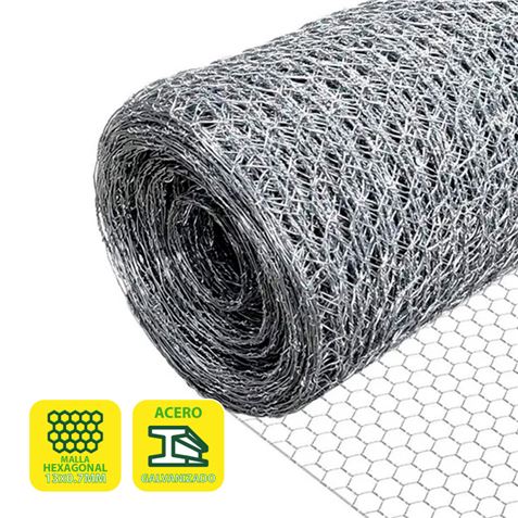 Sungarden Hexagonal Poulailler Maille 13x0.7mm 1x50m - Couleur Grise