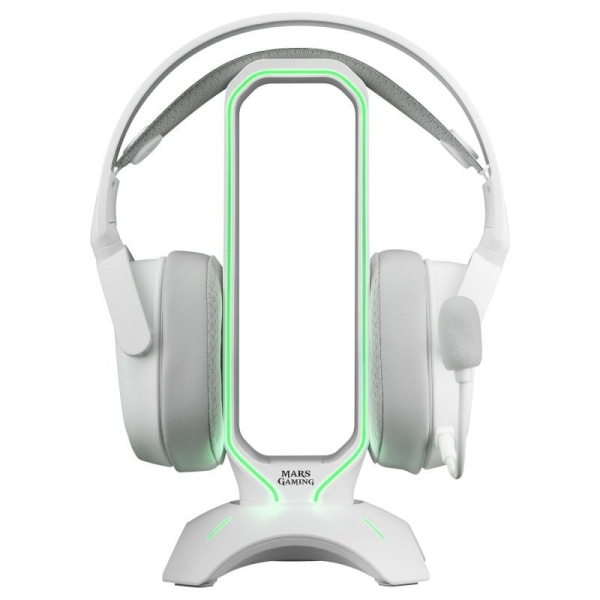 Support casque Mars Gaming MHHX - Éclairage à flux RVB - 2 ports USB 2.0 - Couleur blanche