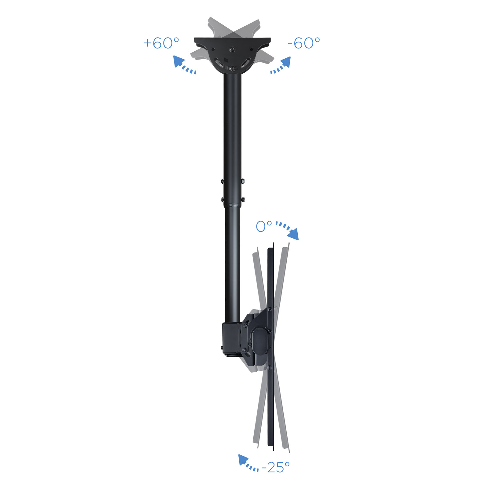 Support de Plafond Pivotant Tooq pour TV 37"-70" - Gestion des Câbles - Poids Max 50kg - VESA 600x400mm