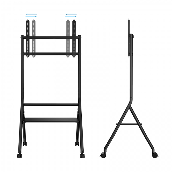 Support de sol Tooq iDreams avec roulettes pour écrans 37-86" - Plateau inférieur polyvalent - Roues avec système de verrouillage - Gestion des câbles - Poids maximum 80 kg - VESA Max 600x400 - Couleur noire