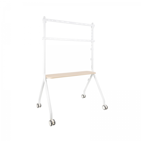 Support de sol Tooq iLove avec roulettes pour écrans 49-80" - Plateau inférieur polyvalent - Roues avec système de verrouillage - Gestion des câbles - Poids maximum 50 kg - VESA Max 600x400 - Couleur blanche