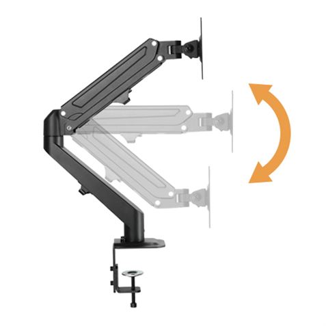 Support de table Cromad avec piston à gaz pour moniteur 17"-27" - Réglable en hauteur, pivotant et inclinable - Gestion des câbles - Poids max 6,5 kg - VESA Max 100x100mm