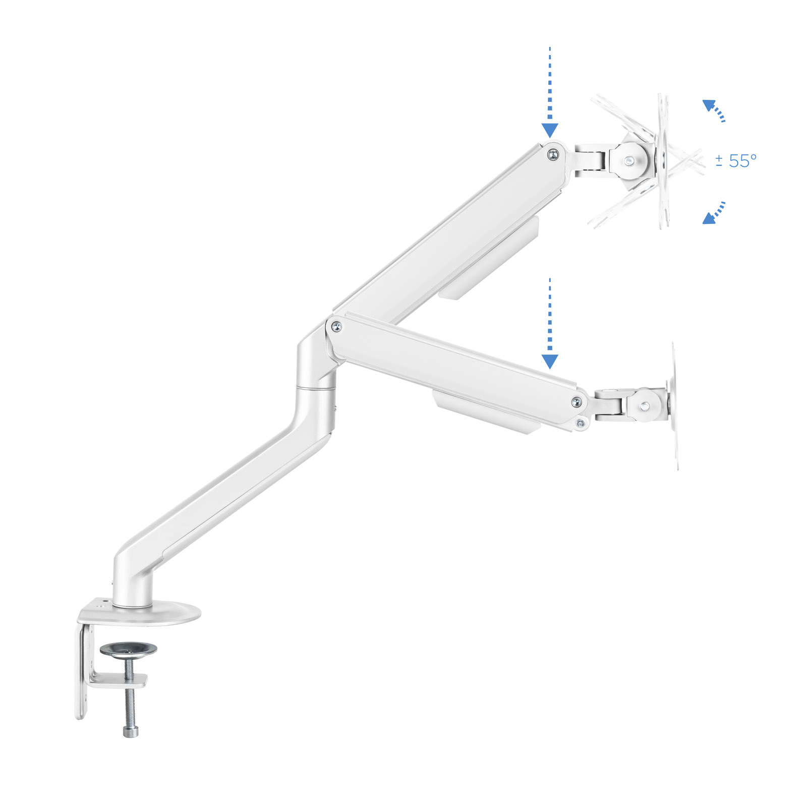 Support de table pour écran inclinable et pivotant à 1 bras Tooq 17-32" - Couleur blanche