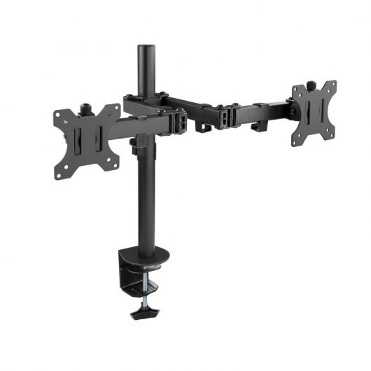 Support de table Tooq avec bras articulés pour 2 écrans 13"-32" - Pivotant et inclinable - Gestion des câbles - Poids max 8kg x bras - VESA 100x100mm