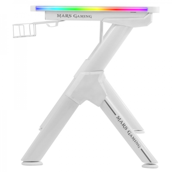 Table de jeu Mars Gaming MGD RGB - Éclairage 3D ARGB - Structure en acier - Carte en fibre de carbone - Supports externes - Gestion des câbles - Assemblage rapide - Couleur Blanc