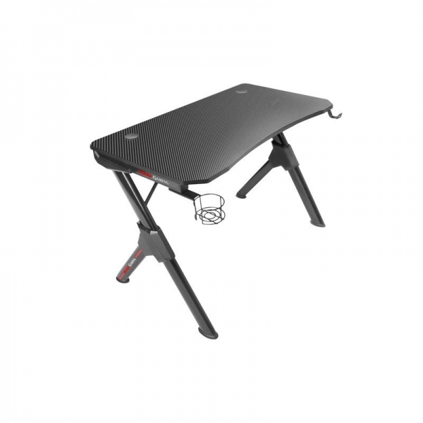 Table de Jeu Mars Gaming Pro - Structure en Acier de Haute Qualité - Plateau en Fibre de Carbone - Supporte 100 kg - Gestion des Câbles - Porte-Casques/Boissons - Couleur Noir