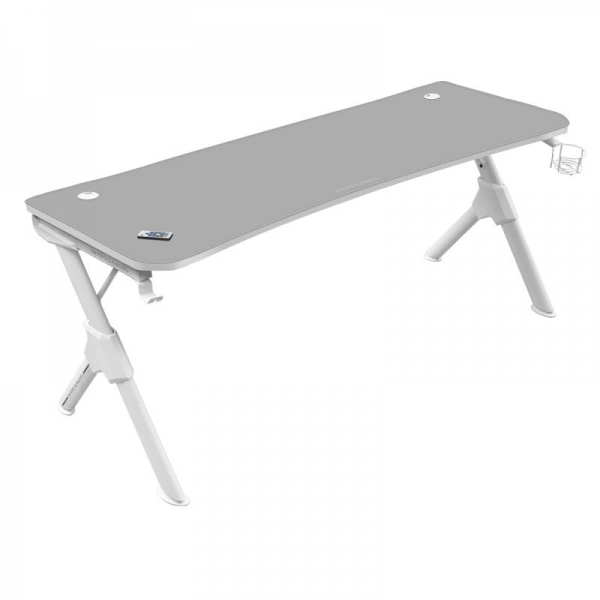 Table Gaming Mars Gaming MGDXL - Espace pour 3 écrans - Structure en Acier en Y - Supporte 100 kg - Finition Fibre de Carbone - Gestion des Câbles - Coloris Blanc