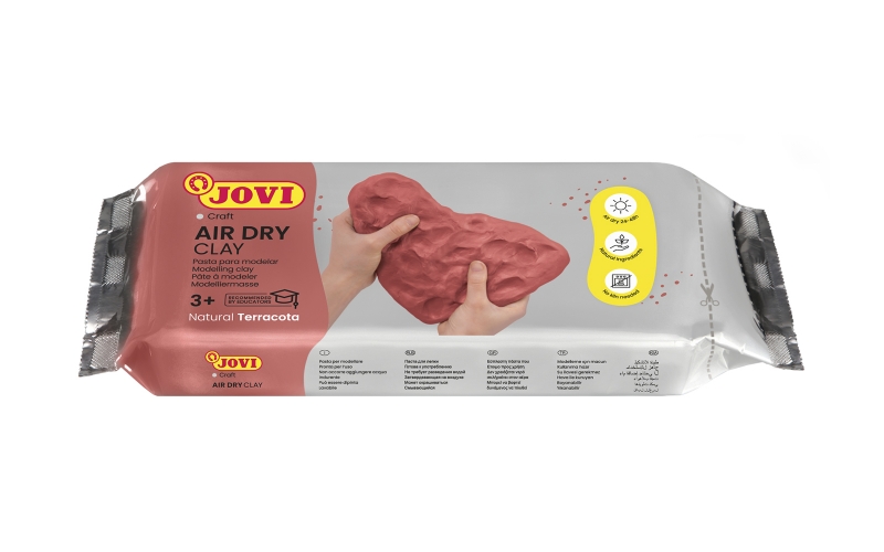 Tablette de pâte à modeler durcissante à l'air Jovi Air Dry - Toucher froid - Facile à mouler - Compatible avec plusieurs surfaces - Sèche en 24 heures - Finition fine et lisse - Couleur rose