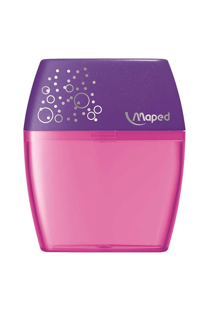 Taille-Crayon Maped Shaker avec Dépôt Grande Capacité - 2 Trous - Forme Ergonomique - Couleurs Assorties - Boîte Présentoir de 20 unités.