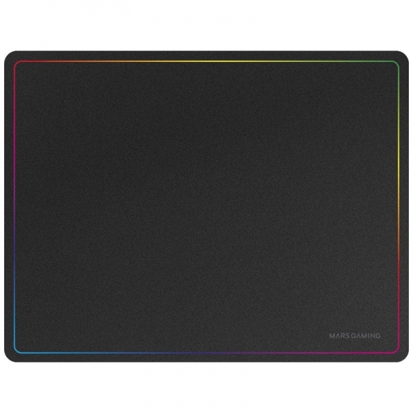 Tapis de jeu Mars Gaming en nanotextile - Glisse douce - Effet arc-en-ciel - Base antidérapante - Haute durabilité - Couleur noire