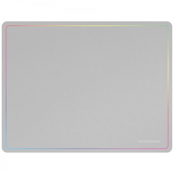 Tapis de jeu Mars Gaming en nanotextile - Glisse douce - Effet arc-en-ciel - Base antidérapante - Haute durabilité - Coloris blanc