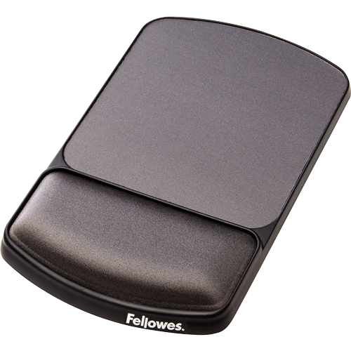 Tapis de souris Fellowes Premium avec repose-poignet en gel réglable - Angle et hauteur réglables - Surface en polyester - Couleur Noir