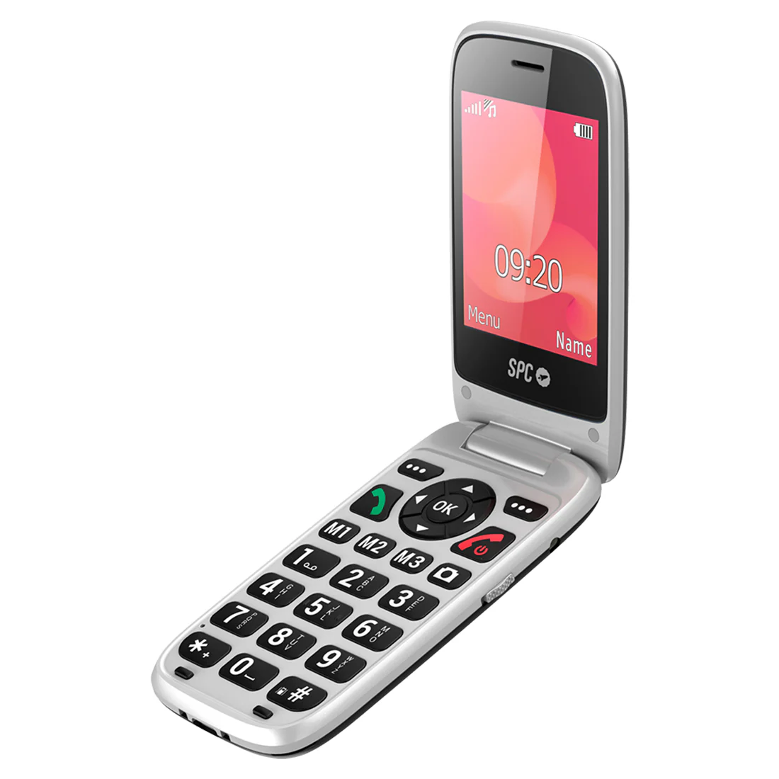 Téléphone portable SPC Polaris 4G avec écran principal de 2,8", écran extérieur de 1,4" et coque - Appareil photo, radio FM, lampe de poche - Mains libres - Couleur noir/argent