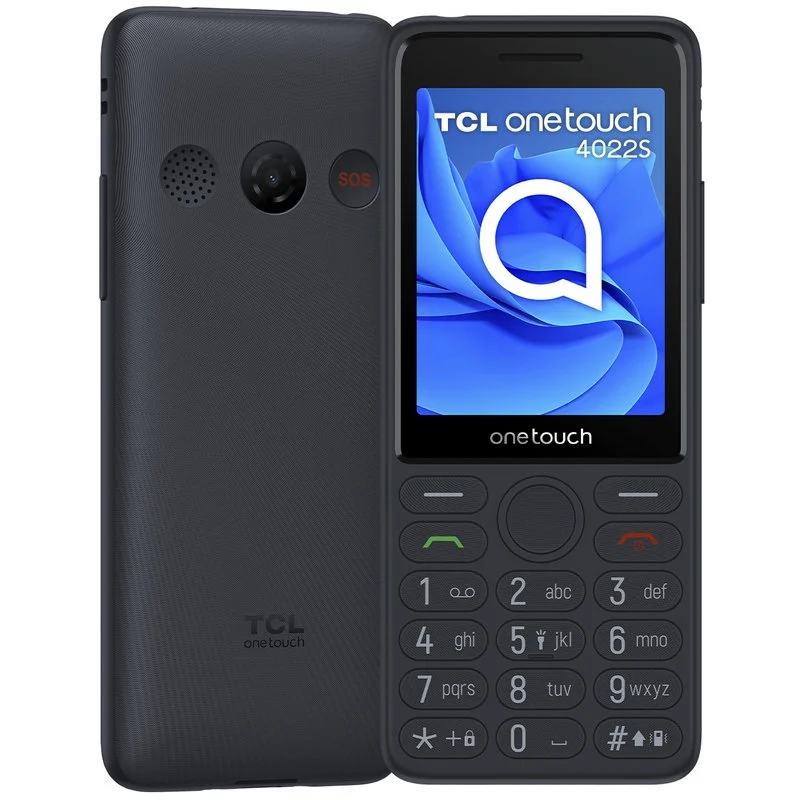 Téléphone portable TCL One Touch 4022s Écran 2,8" Bluetooth - Spécial Seniors - Base de chargement - Bouton SOS - Couleur Gris