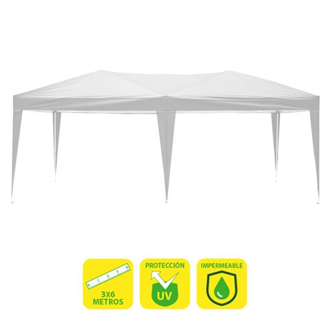 Tente pliante en acier Sungarden 3x6m - Couleur blanche