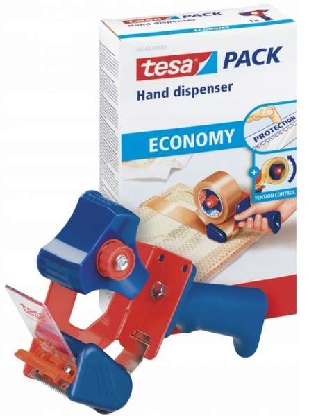 Tesa 6300 Scellant économique pour rouleaux jusqu'à 50 mm - Tension réglable manuellement - Couleur rouge/bleu