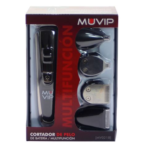 Tondeuse à cheveux rechargeable multifonction Muvip 5 en 1 - 4 têtes pour différentes zones - Lames en acier inoxydable - Peignes de différentes longueurs - Autonomie jusqu'à 45m