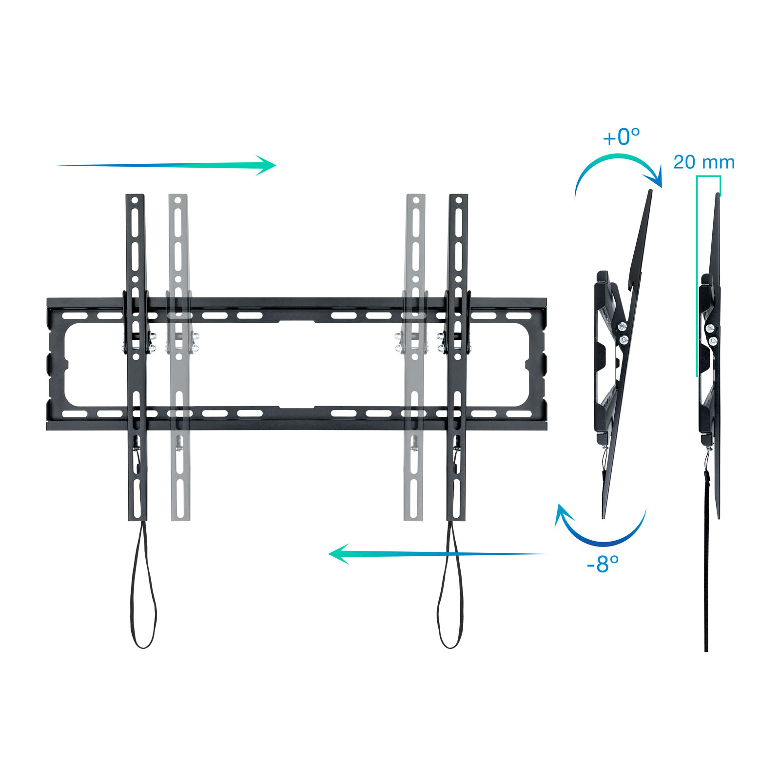 Tooq Fixation Murale Fixe pour TV Inclinable 37"-80" - Poids Max 45kg - VESA 600x400mm