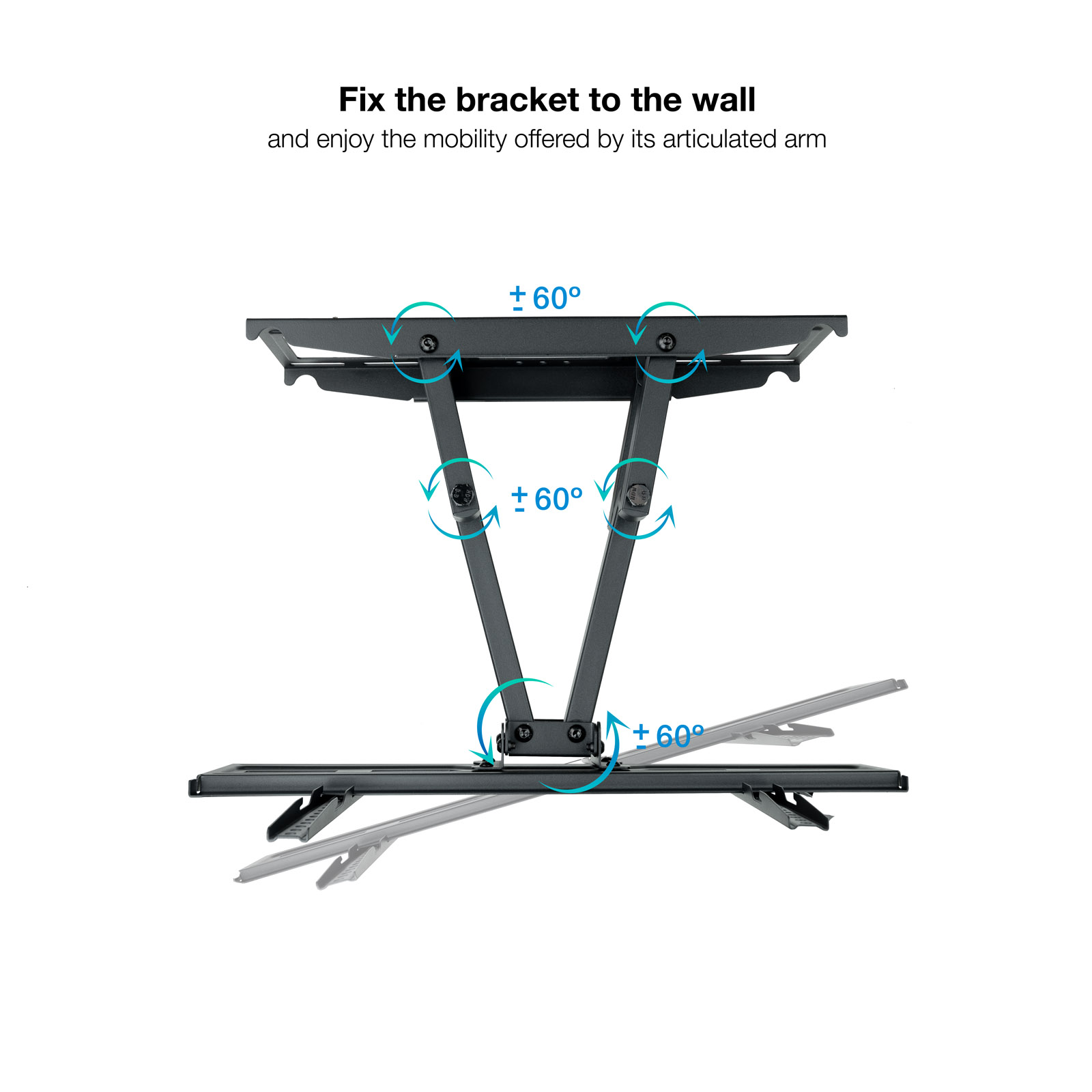 Tooq Support Mural Ecrans 32-70" Pivotant/Inclinable - Couleur Noir