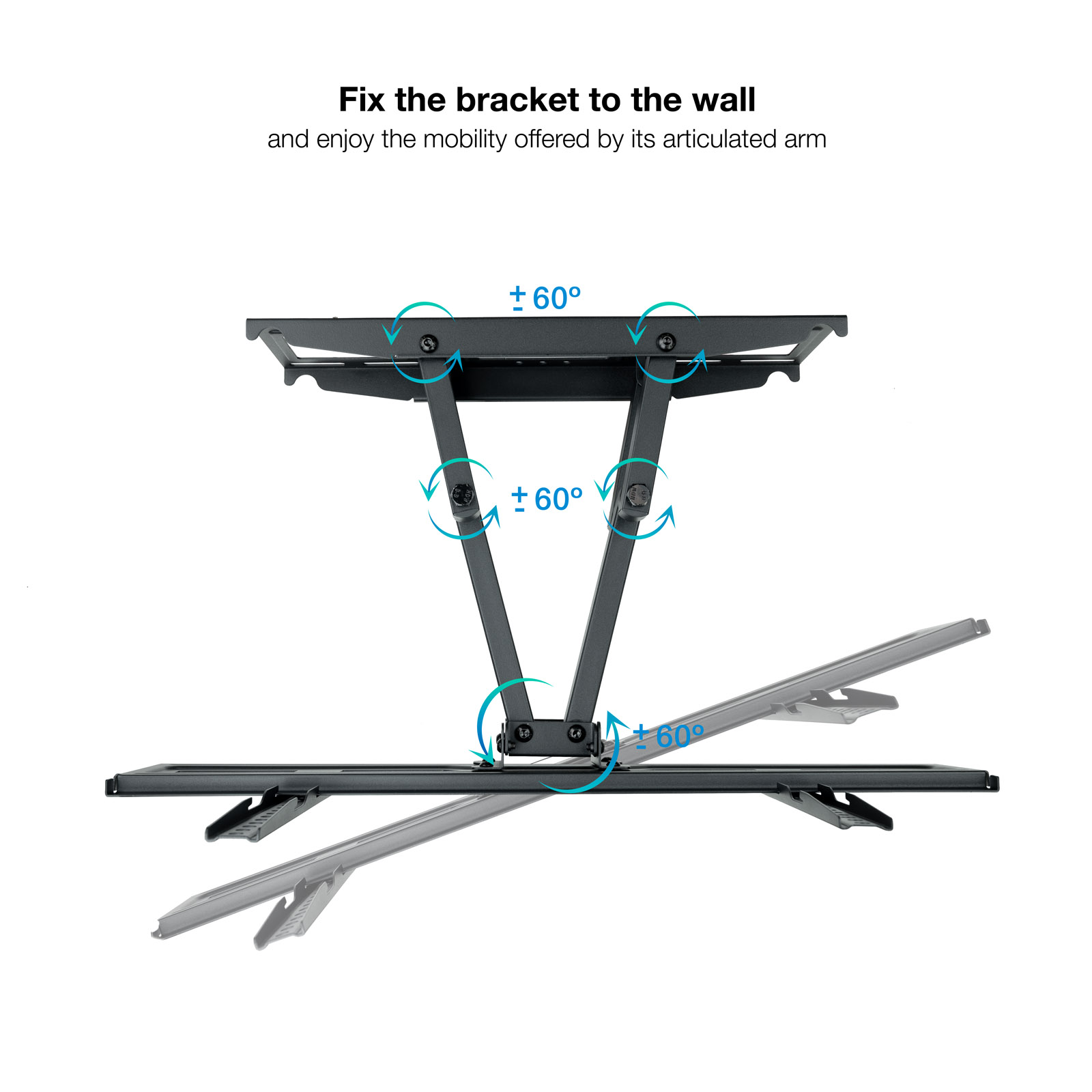 Tooq Support Mural Ecrans 37-80" Pivotant/Inclinable - Couleur Noir