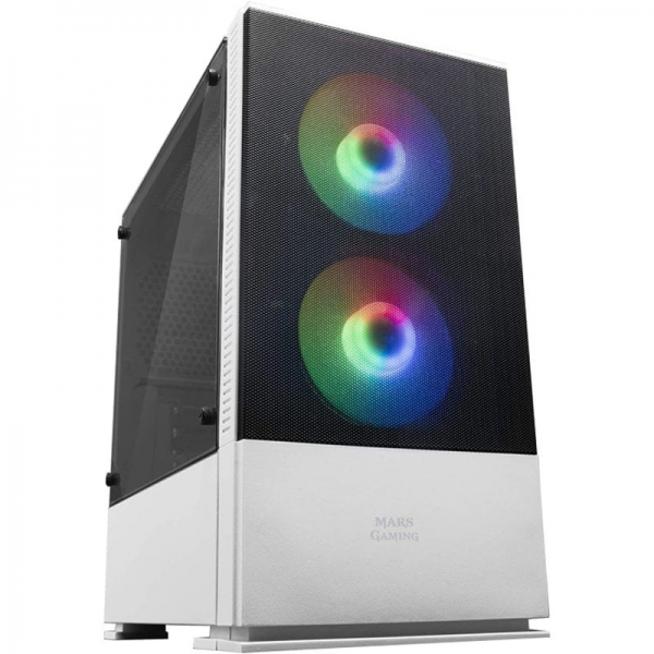 Tour de jeu Mars Gaming MCZ - Ventilation avancée - Éclairage RVB - Support de refroidissement liquide - Gestion efficace des câbles - Compatible MicroATX/Mini-ITX - Couleur blanche