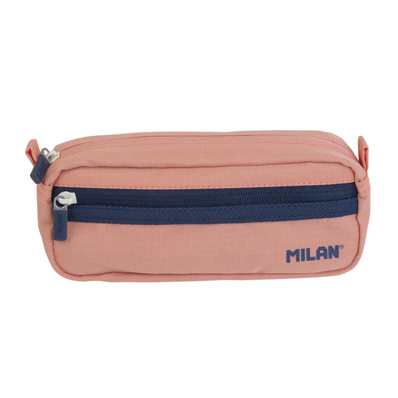 Trousse rectangulaire Milan Serie 1918 - 2 compartiments - Tissu résistant aux déchirures et aux déchirures - Dimensions 21x8,5x6,1 cm - Couleur Rose