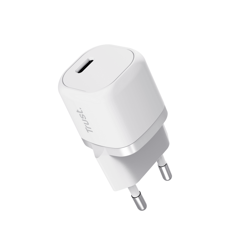 Trust Chargeur USB-C ultra-faible 20 W - Sortie puissante de 20 W - Compatible avec le chargement PD et PPS - Protections contre les surcharges et les courts-circuits