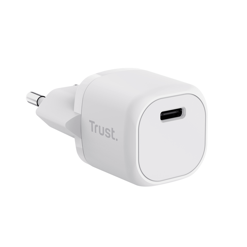 Trust Chargeur USB-C ultra-faible 20 W - Sortie puissante de 20 W - Compatible avec le chargement PD et PPS - Protections contre les surcharges et les courts-circuits