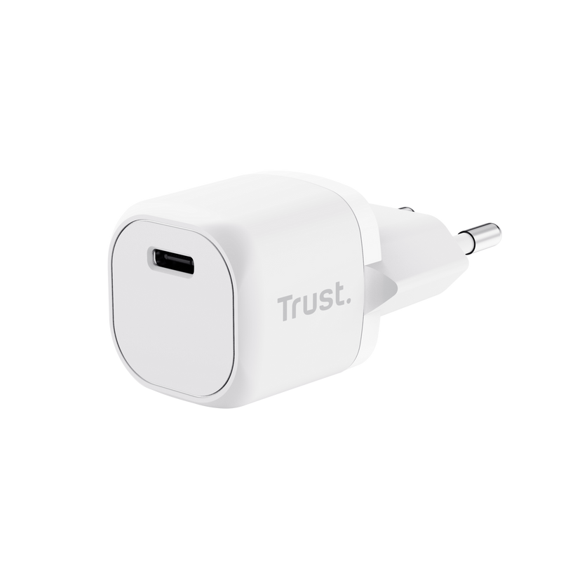 Trust Chargeur USB-C ultra-faible 20 W - Sortie puissante de 20 W - Compatible avec le chargement PD et PPS - Protections contre les surcharges et les courts-circuits