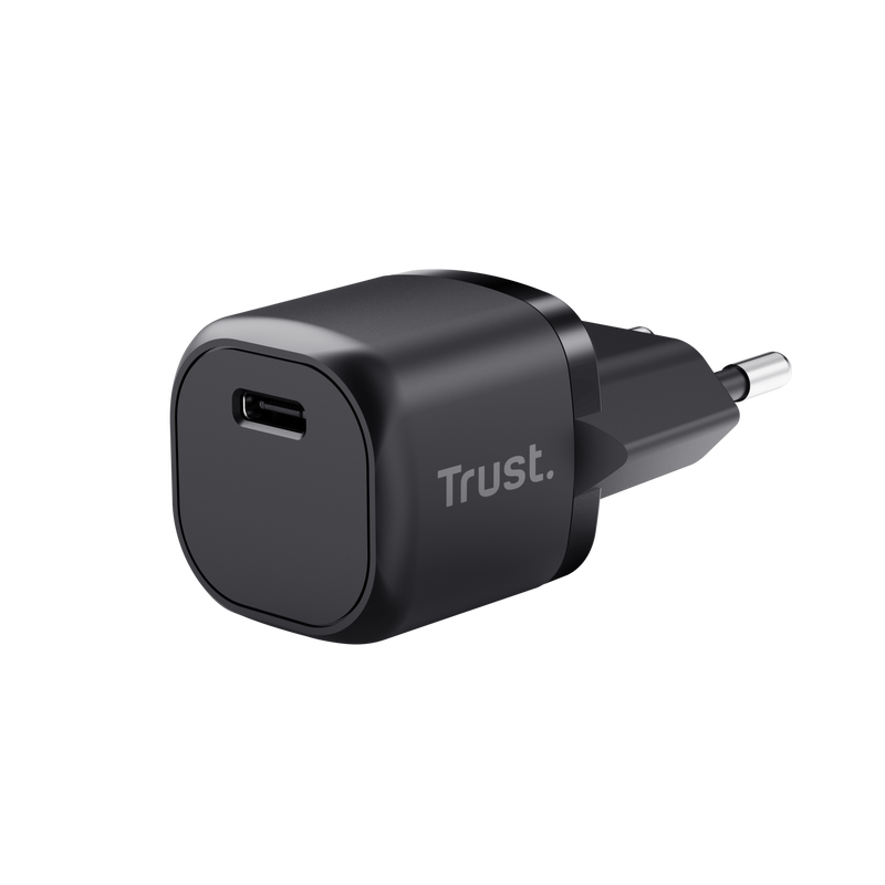 Trust Chargeur USB-C ultra-faible 20 W - Sortie puissante de 20 W - Compatible avec le chargement PD et PPS - Protections contre les surcharges et les courts-circuits