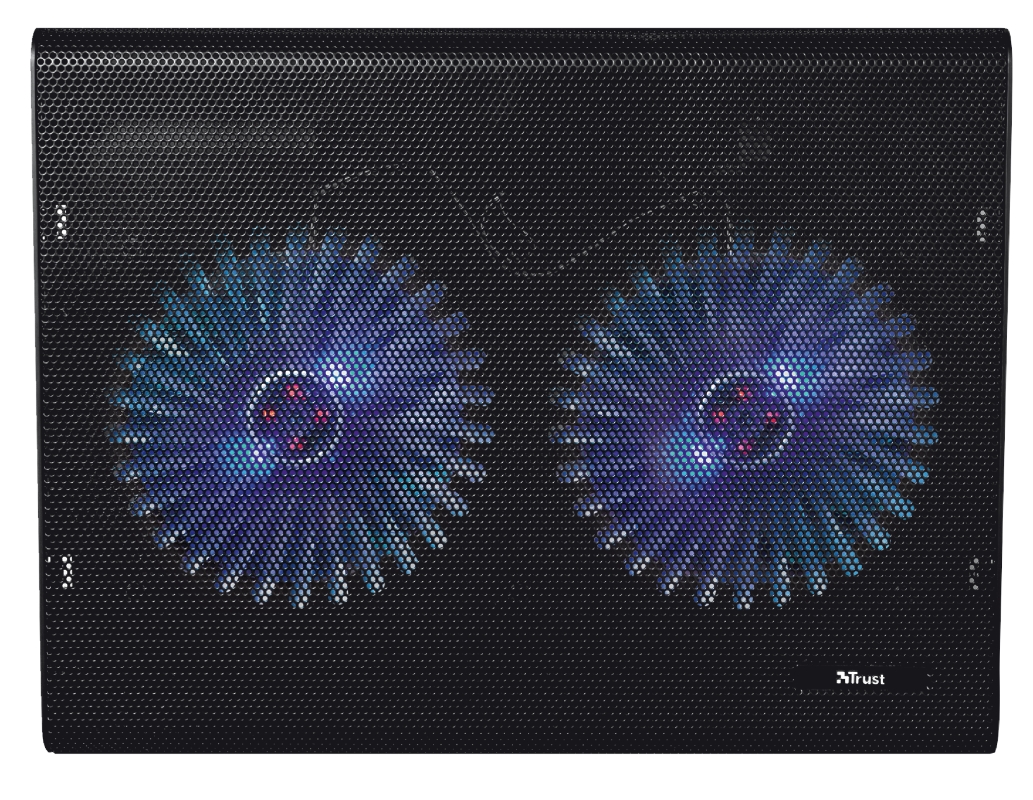 Trust Cooling Pad jusqu'à 17,3" USB - Eclairage LED Bleu - 2 Ventilateurs 125mm - 800 RPM - 360 x 280mm - Câble 55cm - Couleur Noir