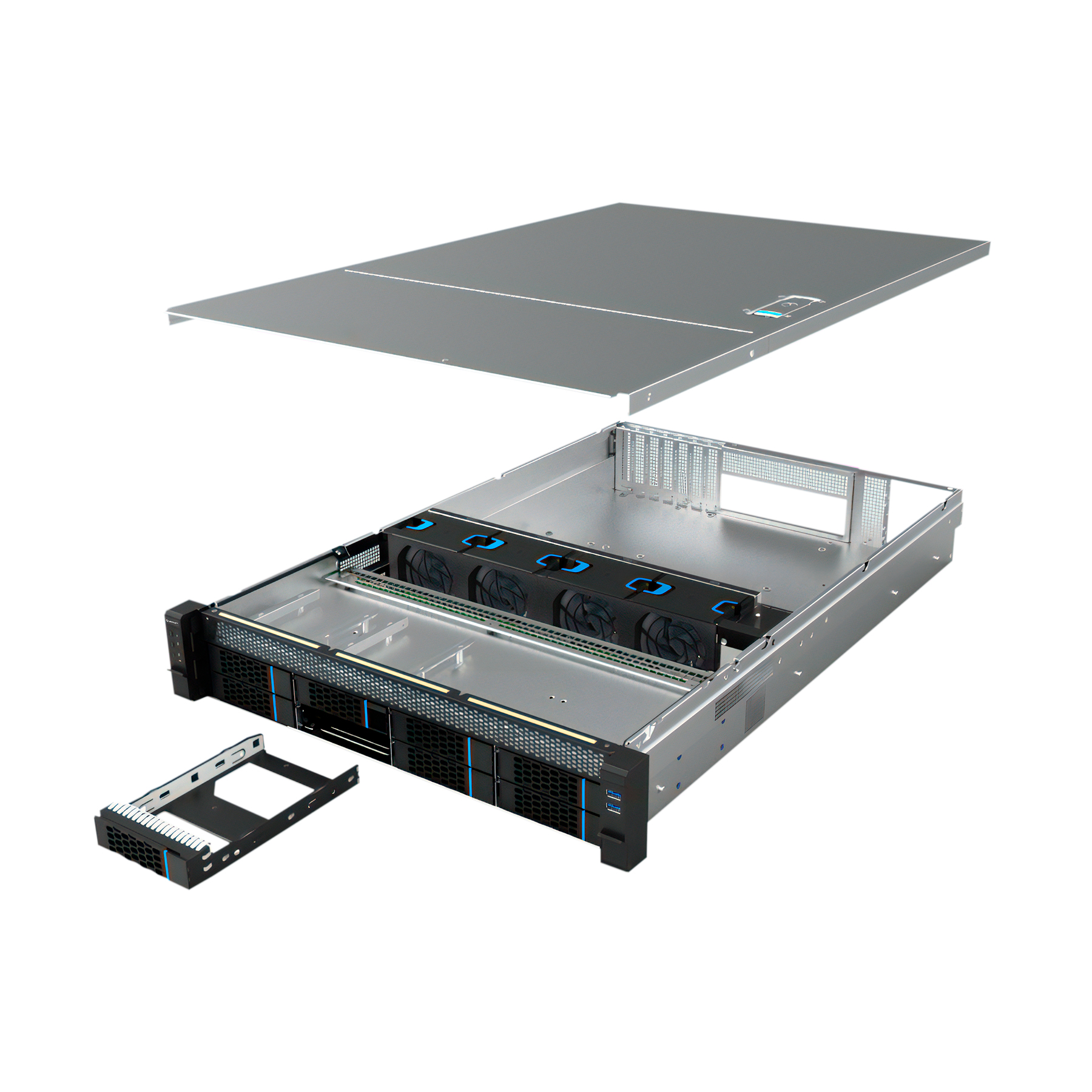 Unykach HSW4208 G3 2U Rack Server 8 baies Hot Swap - Tailles de disques prises en charge 2,5", 3,5" - Cartes mères compatibles EEB, CEB, ATX, MicroATX - USB-A 3.0, 2 Mini SAS 12 Gbit/s, 4 Molex - 4 ventilateurs de 80 mm inclus