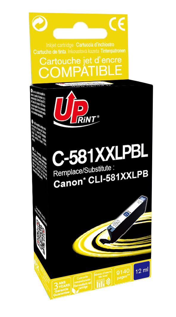 ✓ Cartouche encre UPrint compatible CANON CLI-581PB XXL photo bleu couleur  Autre en stock - 123CONSOMMABLES