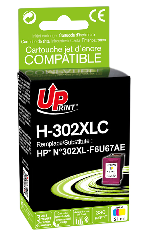 ✓ Cartouche encre UPrint compatible HP 302XL couleur couleur