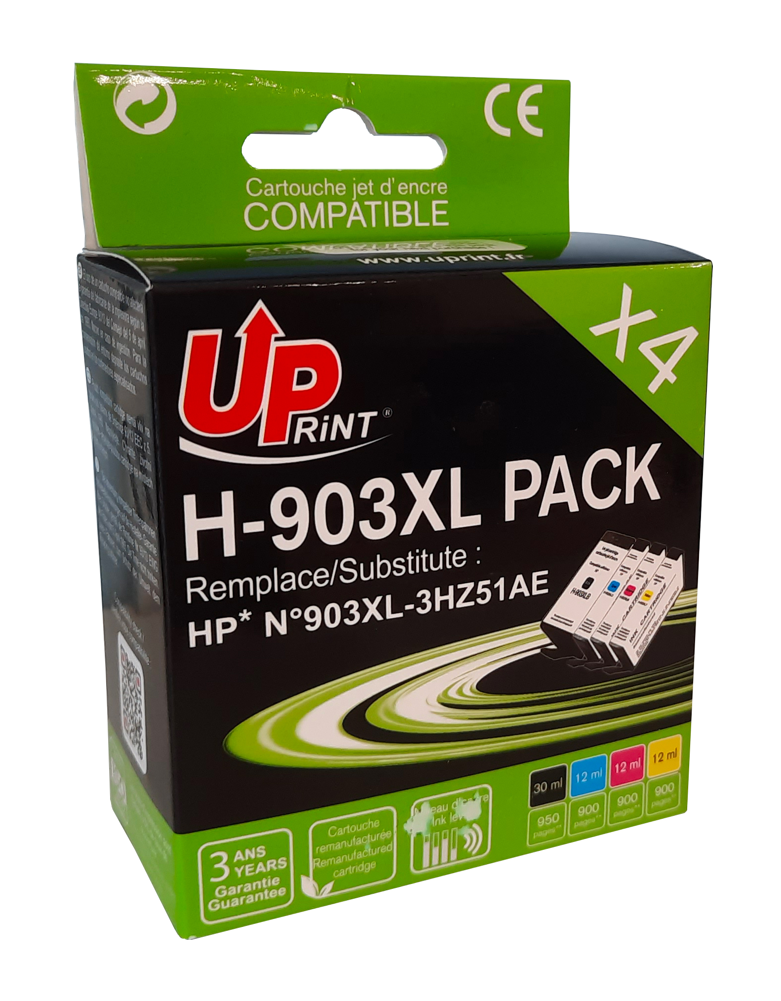 ✓ Pack UPrint compatible HP 903XL 4 cartouches couleur pack en stock -  123CONSOMMABLES
