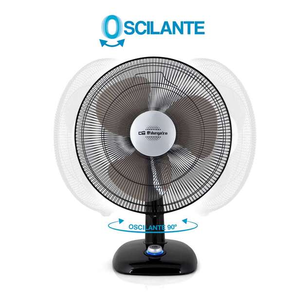 Ventilateur de bureau Orbegozo TF 0124 - 2 vitesses - Oscillation - Poignée de transport et design moderne