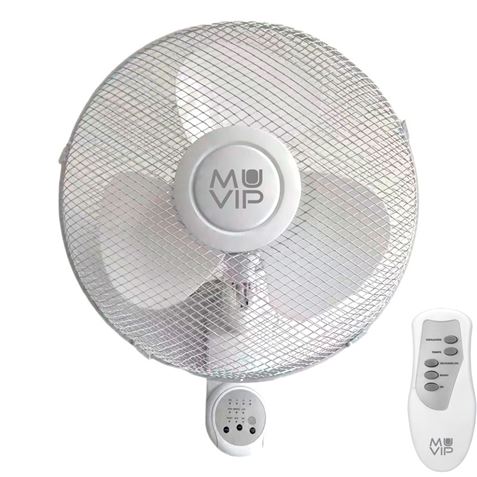 Ventilateur Mural Muvip - 45W - 3 Vitesses - Télécommande - Couleur Blanc