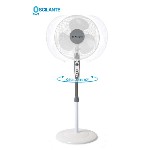 Ventilateur sur pied Orbegozo SF 0147 - Ventilation puissante à 3 vitesses - Tête oscillante et multi-orientable - Silencieux et sûr - Hauteur réglable