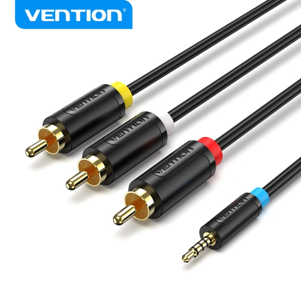 Vention Câble Jack 2,5 mm vers 3 RCA - Connexion Polyvalente - Compatible avec les Anciens TV - Coloris Noir