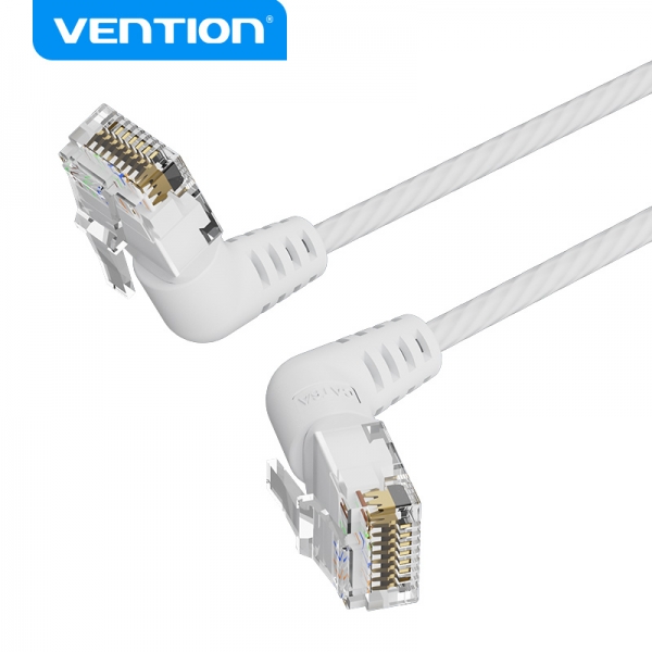 Vention Câble Réseau UTP RJ45 Slim Cat.6A Tête Rotative Angle 360º Droit - 1,5m - Couleur Blanc