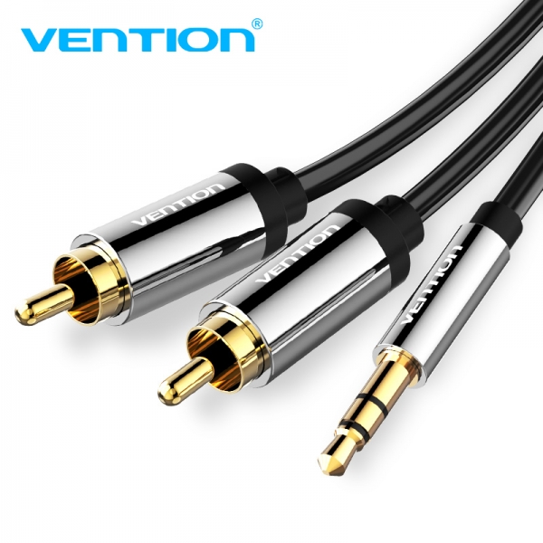 Vention Câble Stéréo Jack 3.5 Mâle vers 2x RCA Mâle - 1.5m - Couleur Noir