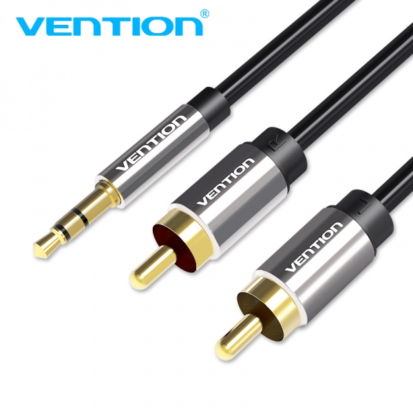 Vention Câble Stéréo Jack 3.5 Mâle vers 2x RCA Mâle - 1.5m - Couleur Noir