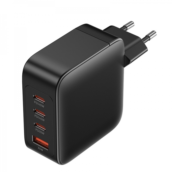 Vention GaN Chargeur Mural 4 Ports PD 140W (140W/140W/30W/30W) - Kit Câble Noir EU