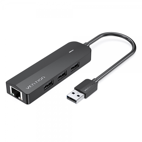 Vention HUB 5 en 1 USB 2.0 vers 3xUSB2.0/MicroUSB/RJ45 - 0.15m - Couleur Noir