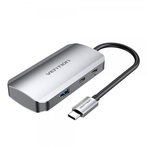 Vention HUB 5 en 1 USB-C vers 3xUSB3.0/USB-C Gen1/PD100W - 0,15m - Couleur Gris