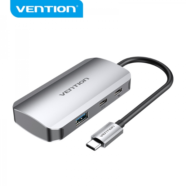 Vention HUB 5 en 1 USB-C vers 3xUSB3.0/USB-C Gen1/PD100W - 0,15m - Couleur Gris