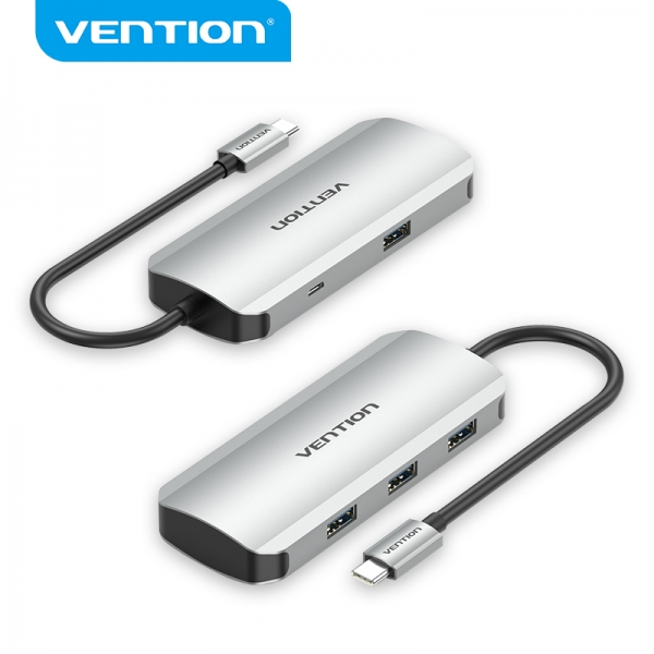 Vention HUB 5 en 1 USB-C vers 4xUSB/MicroUSB Alimenté - 0,15m - Couleur Gris